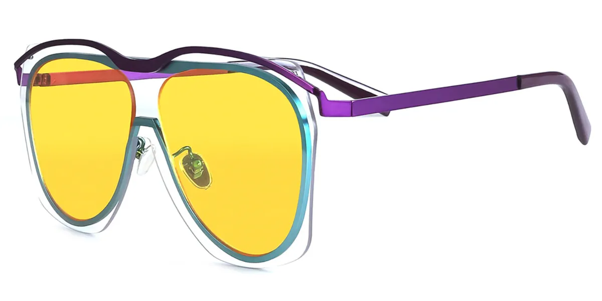 Purple Aviator Hipster Metal Eyeglasses