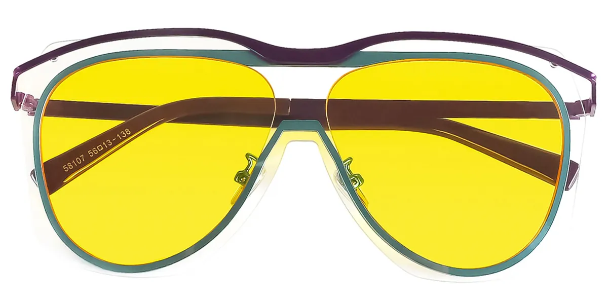 Purple Aviator Hipster Metal Eyeglasses