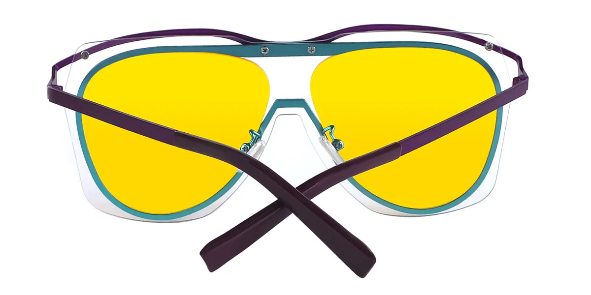 Purple Aviator Hipster Metal Eyeglasses