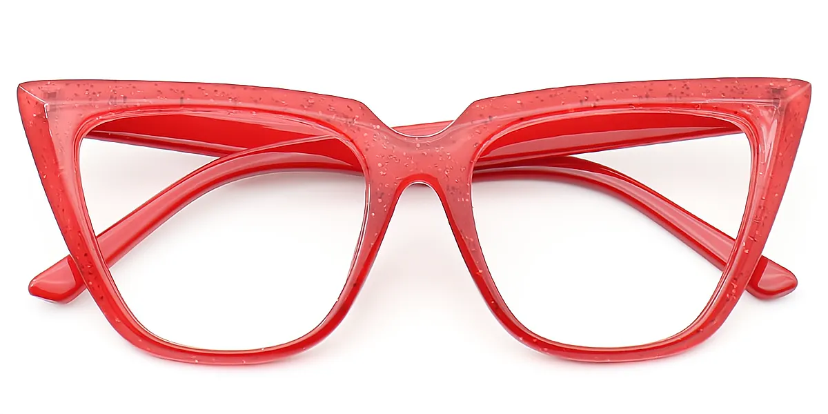 Red Cat Eye Chic Plastic Eyeglasses