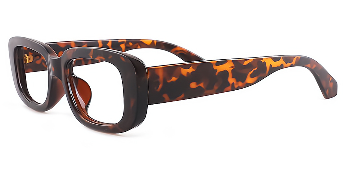 Tortoise Rectangle Unique Plastic Eyeglasses