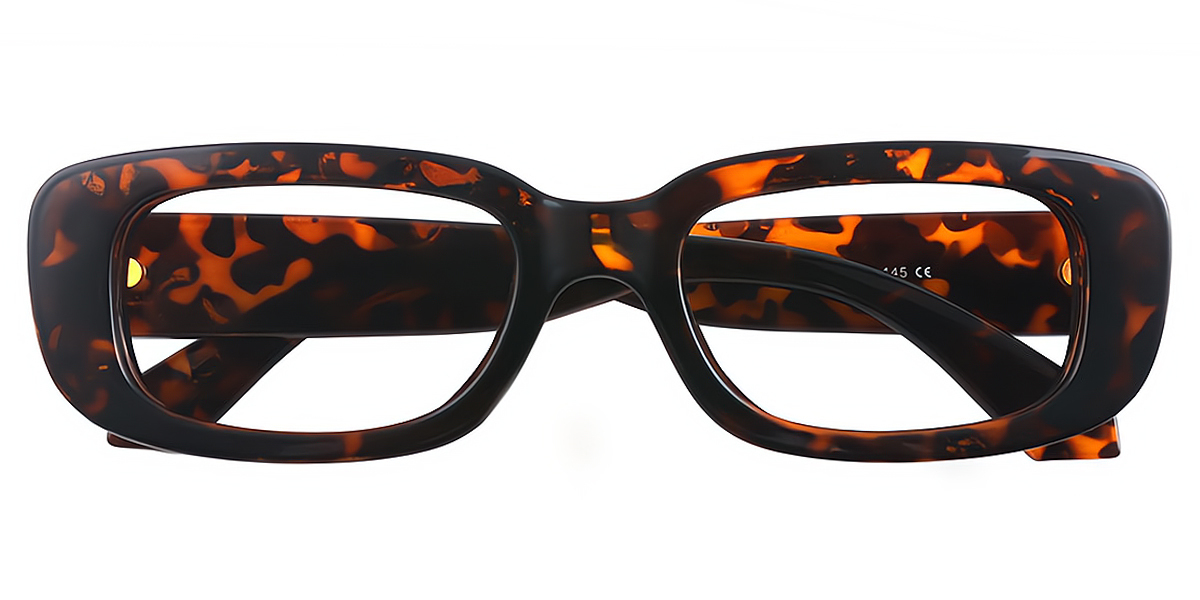 Tortoise Rectangle Unique Plastic Eyeglasses