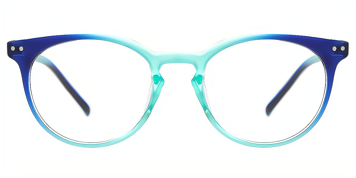 Blue Oval Retro Keyhole Bridge Plastic Eyeglasses