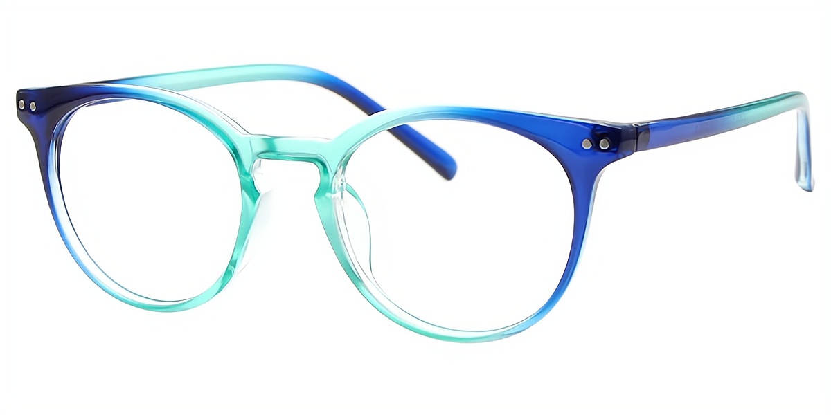 Blue Oval Retro Keyhole Bridge Plastic Eyeglasses