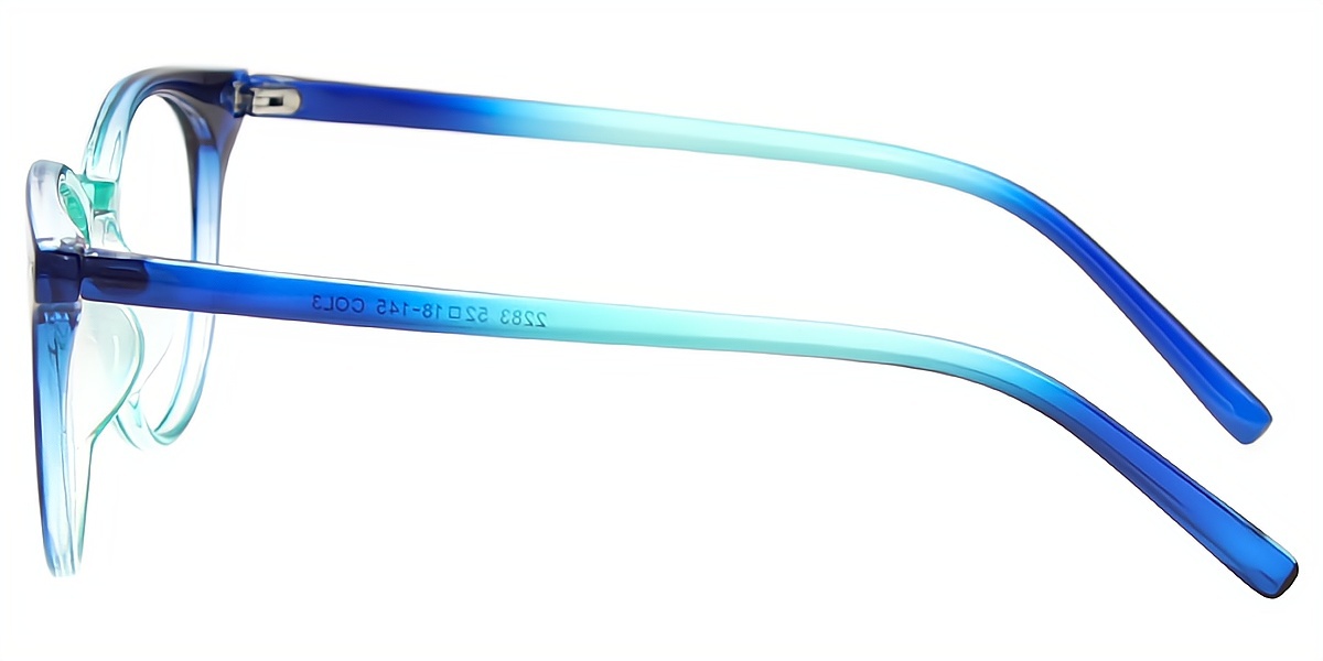 Blue Oval Retro Keyhole Bridge Plastic Eyeglasses