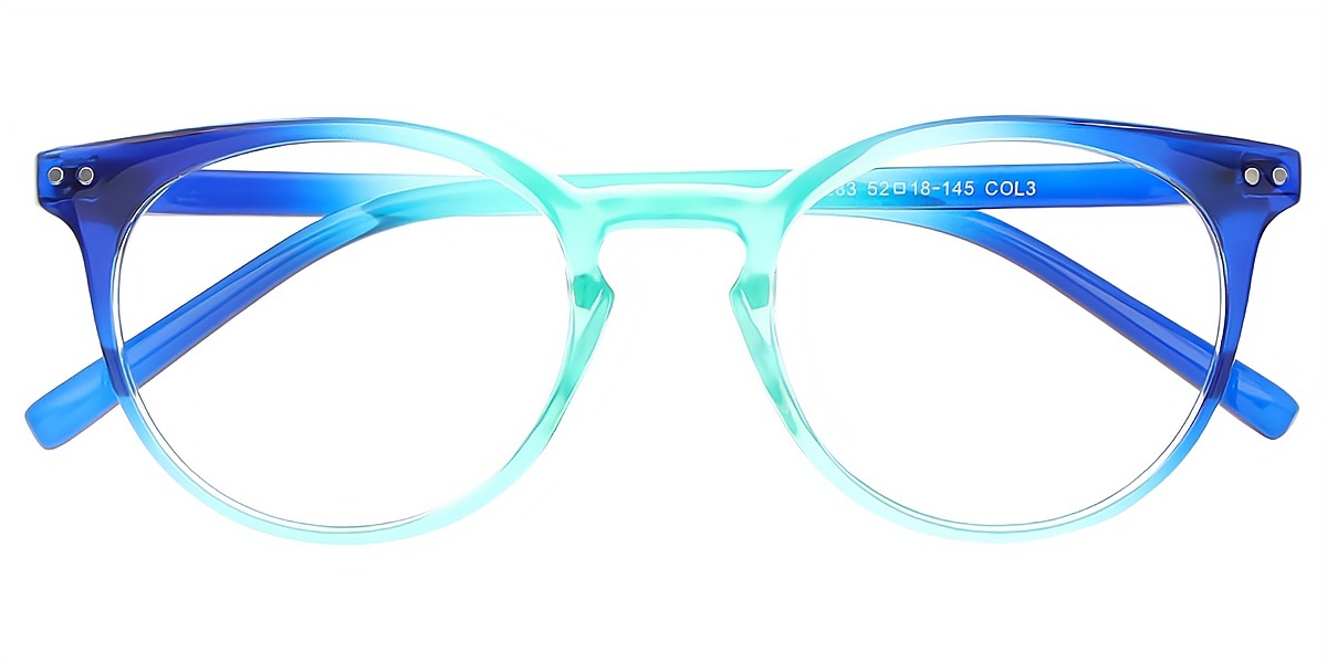 Blue Oval Retro Keyhole Bridge Plastic Eyeglasses