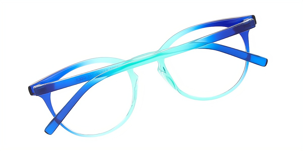 Blue Oval Retro Keyhole Bridge Plastic Eyeglasses