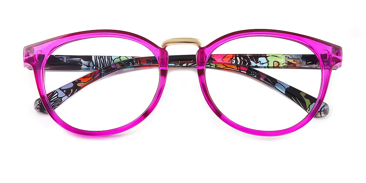 Purple Oval Exquisite Horn Plastic Eyeglasses