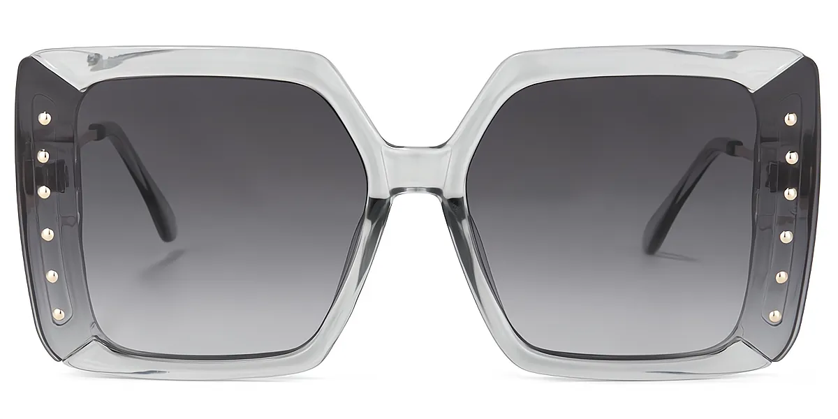 Gray Square Modish Wide Plastic Eyeglasses