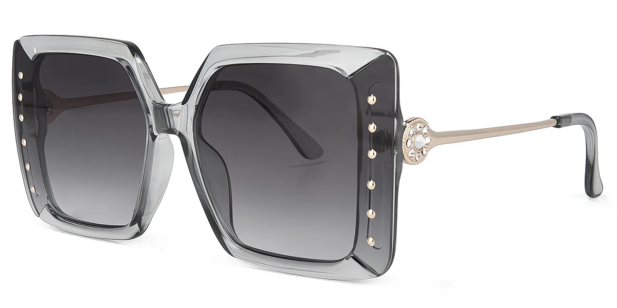 Gray Square Modish Wide Plastic Eyeglasses