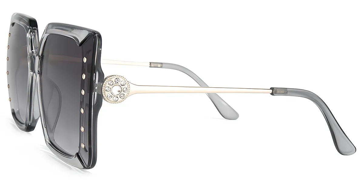 Gray Square Modish Wide Plastic Eyeglasses