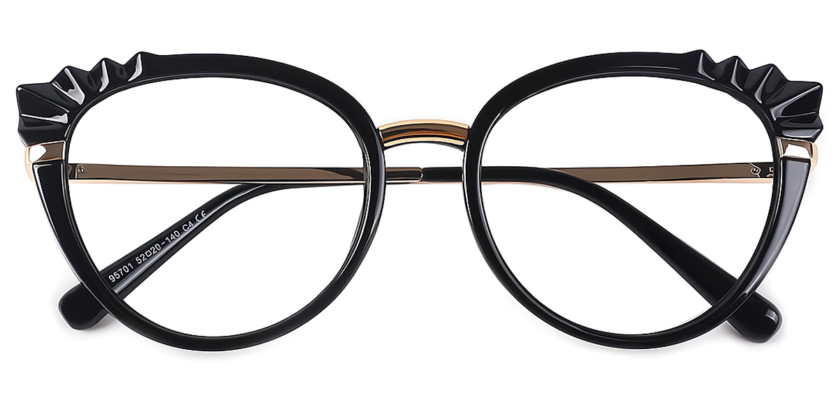 Black Cat Eye Hipster Plastic Eyeglasses