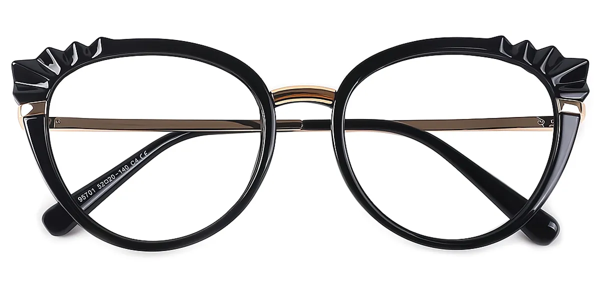 Black Cat Eye Hipster Plastic Eyeglasses