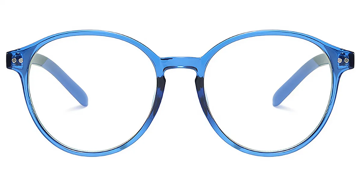 Blue Round Simple Plastic Eyeglasses