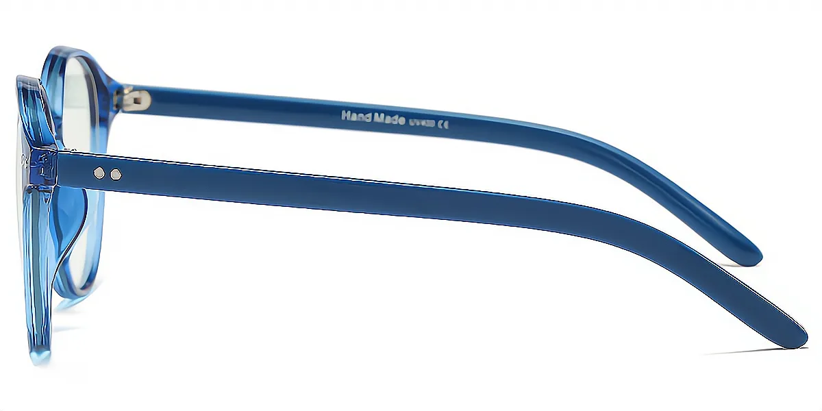 Blue Round Simple Plastic Eyeglasses