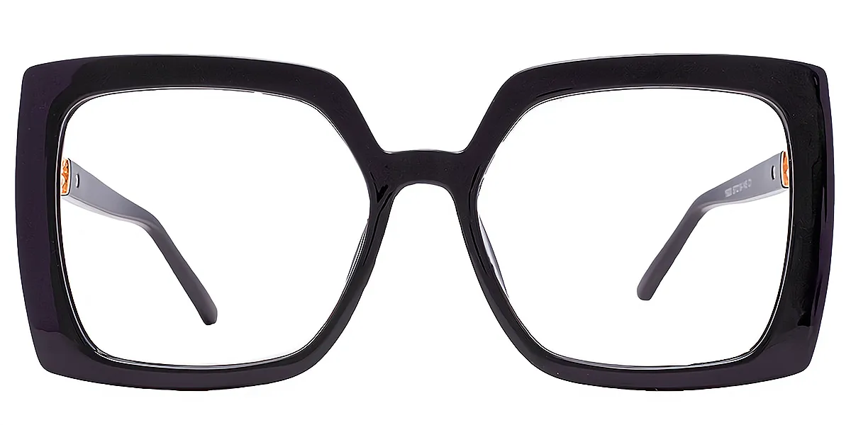 Black Square Oversized Wide Plastic Eyeglasses