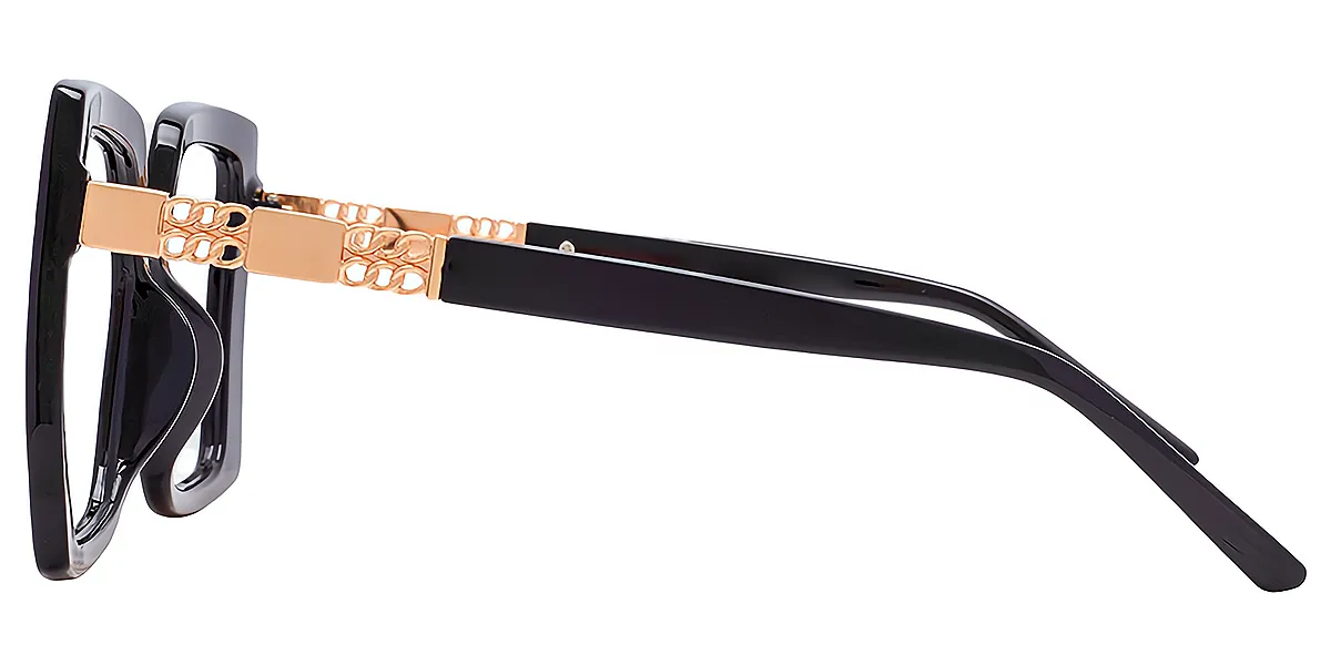 Black Square Oversized Wide Plastic Eyeglasses
