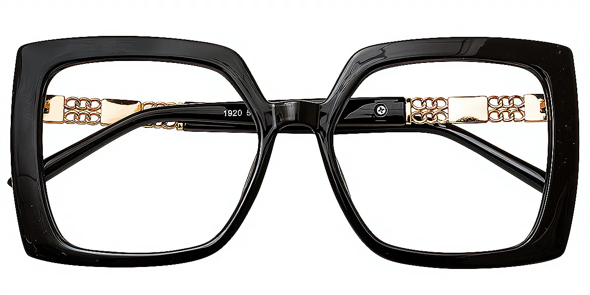 Black Square Oversized Wide Plastic Eyeglasses