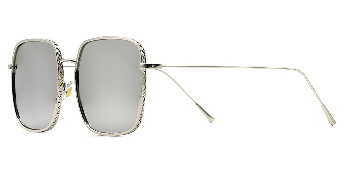 Silver Square Simple Metal Eyeglasses