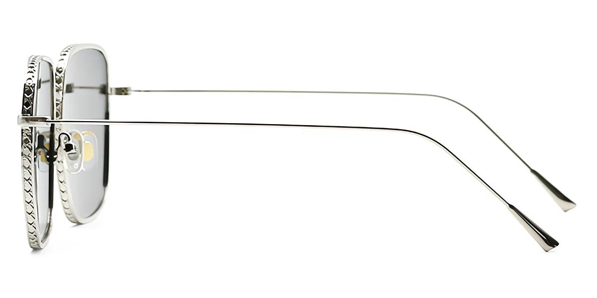Silver Square Simple Metal Eyeglasses