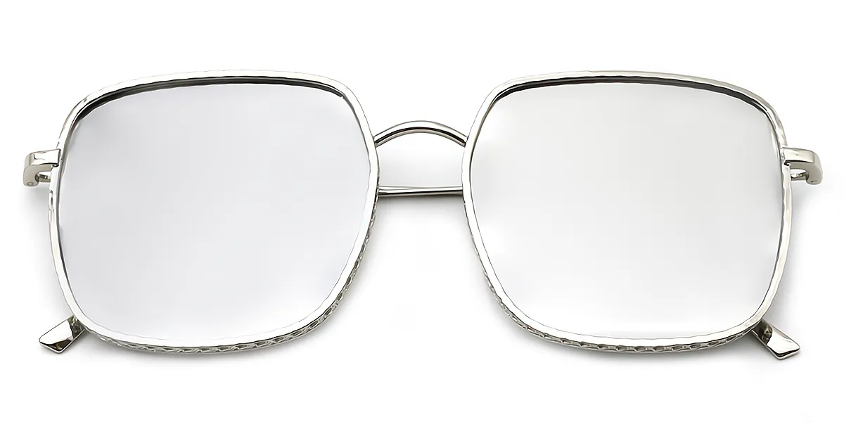 Silver Square Simple Metal Eyeglasses