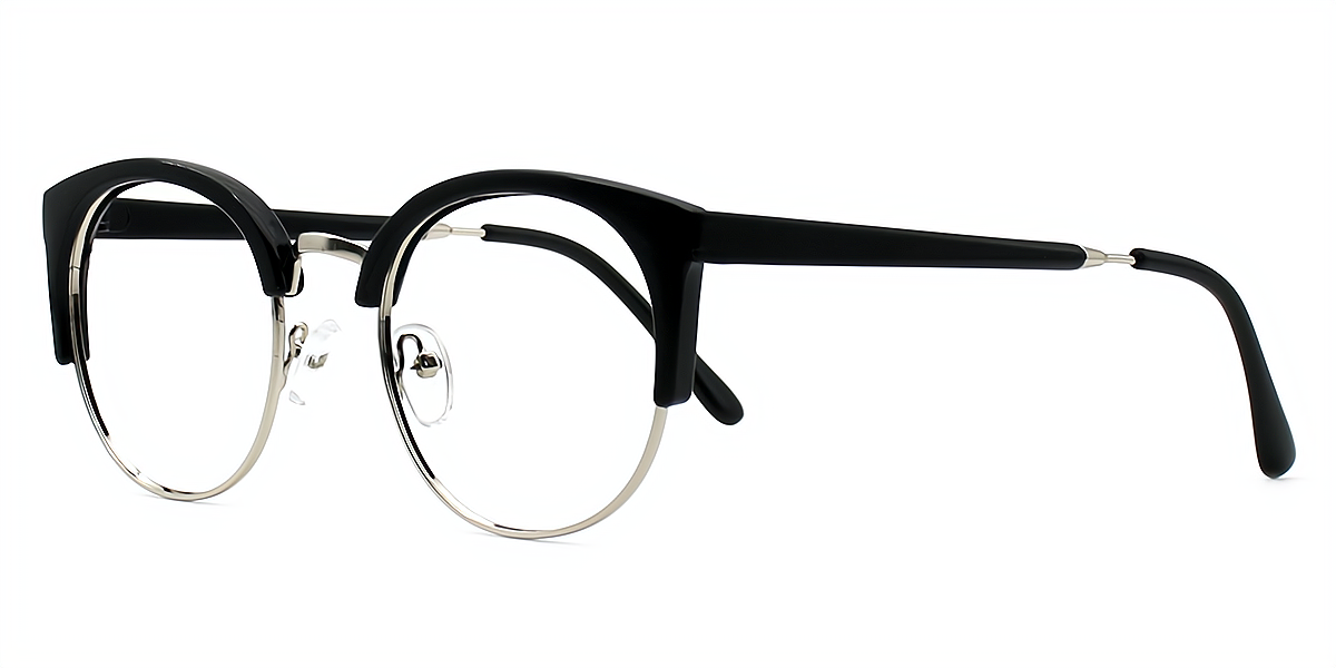 Black Cat Eye Unique Mixed Materials Eyeglasses