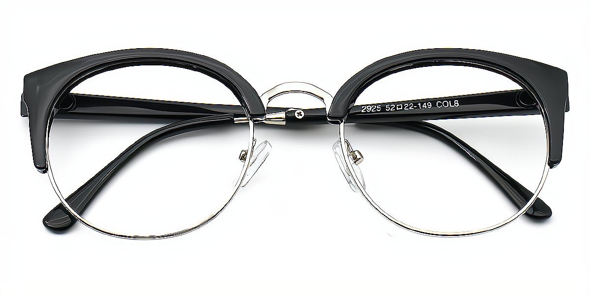 Black Cat Eye Unique Mixed Materials Eyeglasses