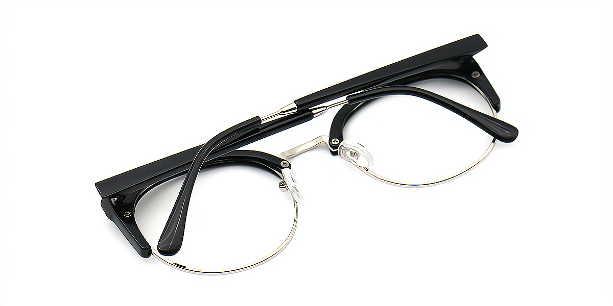 Black Cat Eye Unique Mixed Materials Eyeglasses