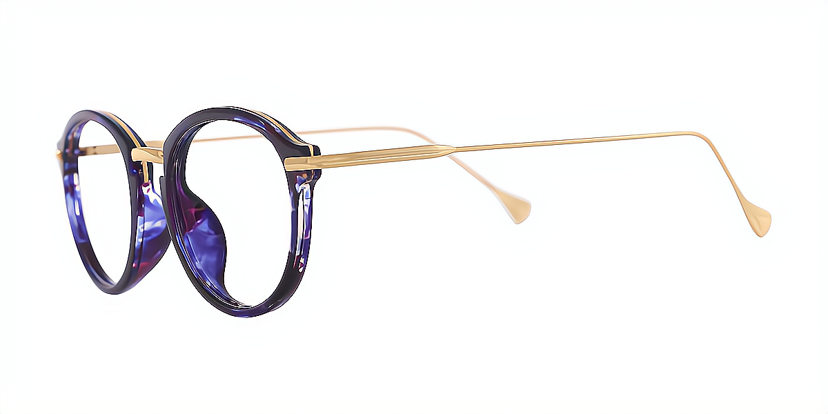 Blue Oval Exquisite Mixed Materials Eyeglasses