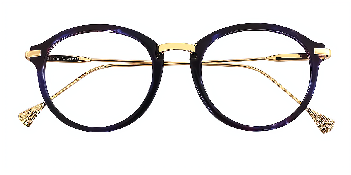 Blue Oval Exquisite Mixed Materials Eyeglasses