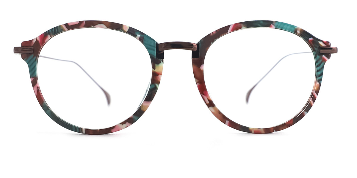 Floral Oval Exquisite Mixed Materials Eyeglasses