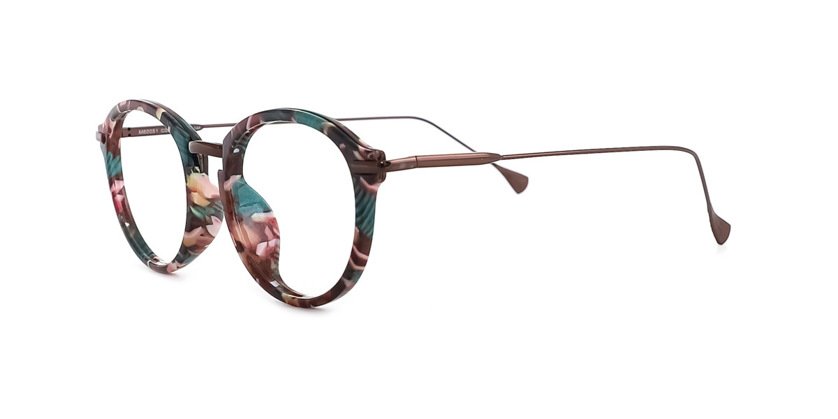 Floral Oval Exquisite Mixed Materials Eyeglasses