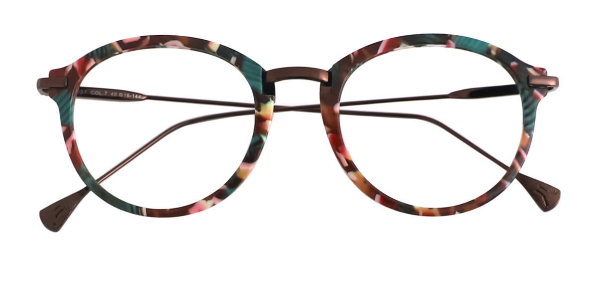 Floral Oval Exquisite Mixed Materials Eyeglasses