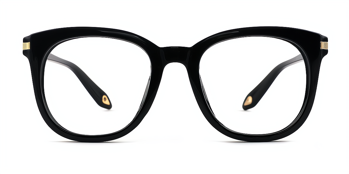 Black Square Classic Plastic Eyeglasses