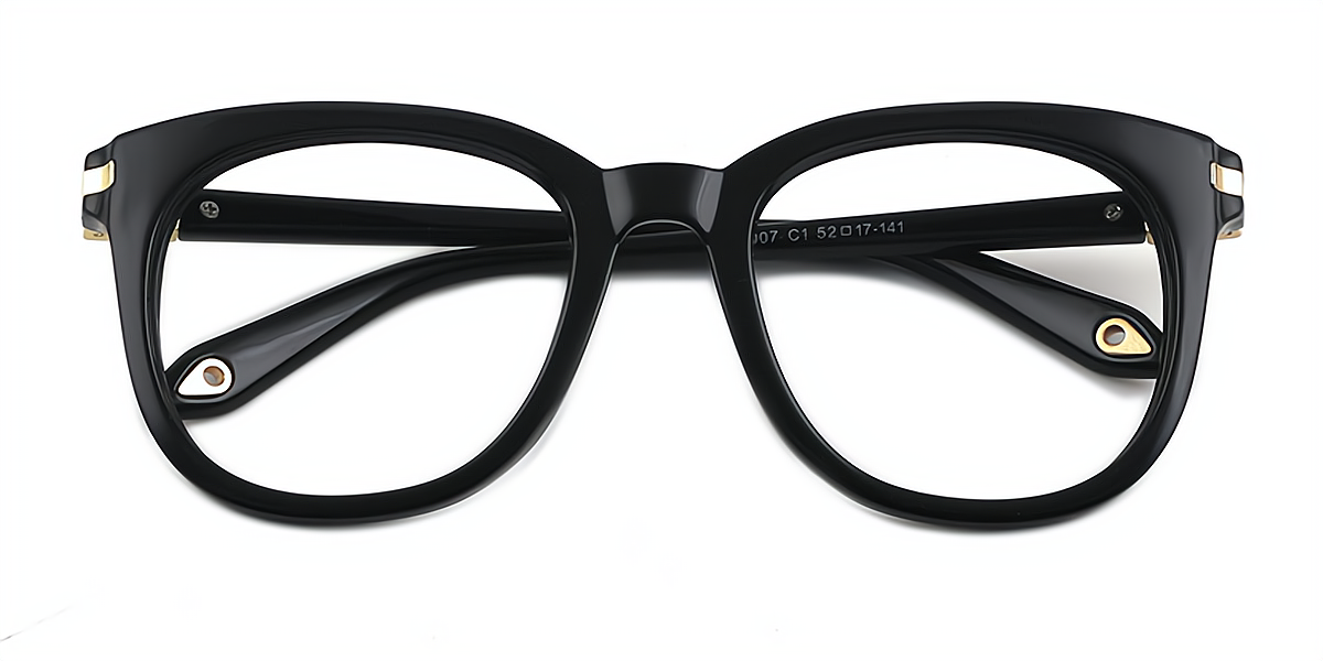 Black Square Classic Plastic Eyeglasses