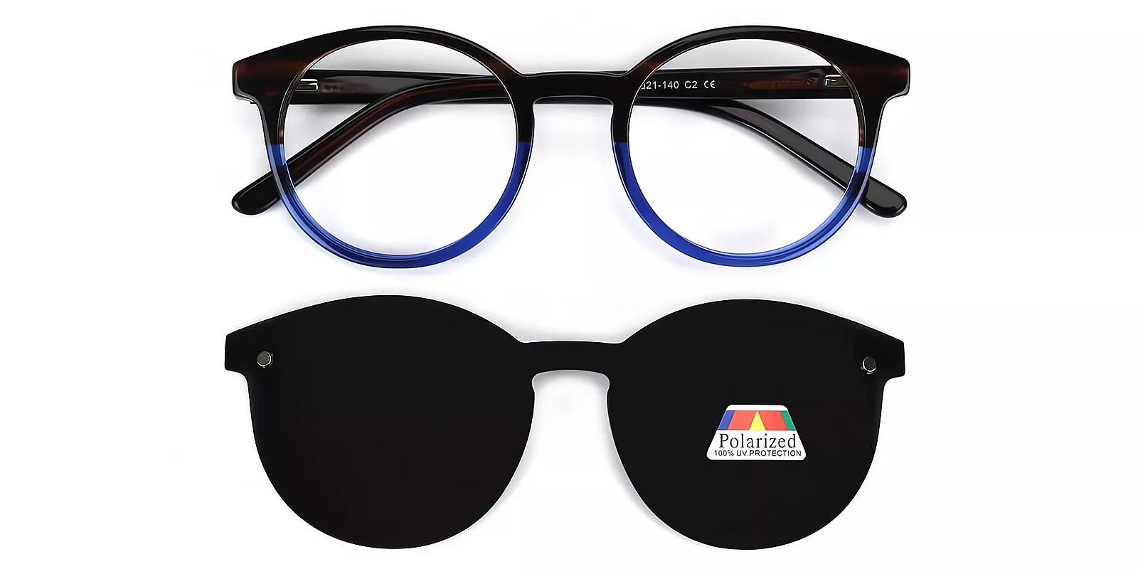 Mix Round Classic Sun-clip Acetate Eyeglasses