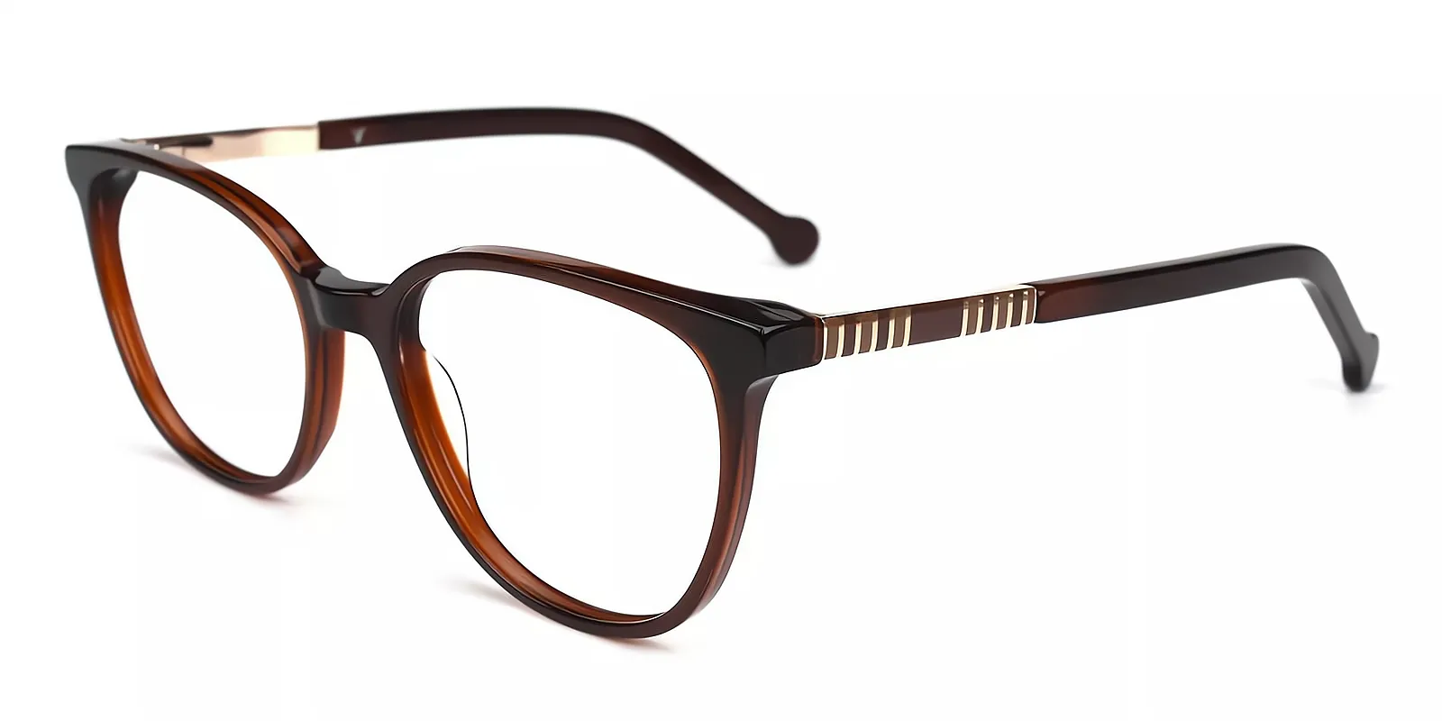 Brown Round Classic Acetate Eyeglasses
