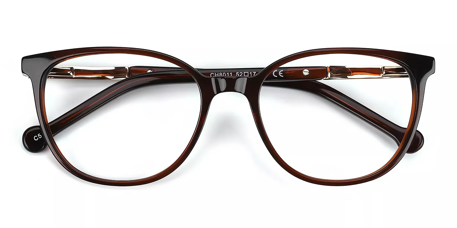 Brown Round Classic Acetate Eyeglasses