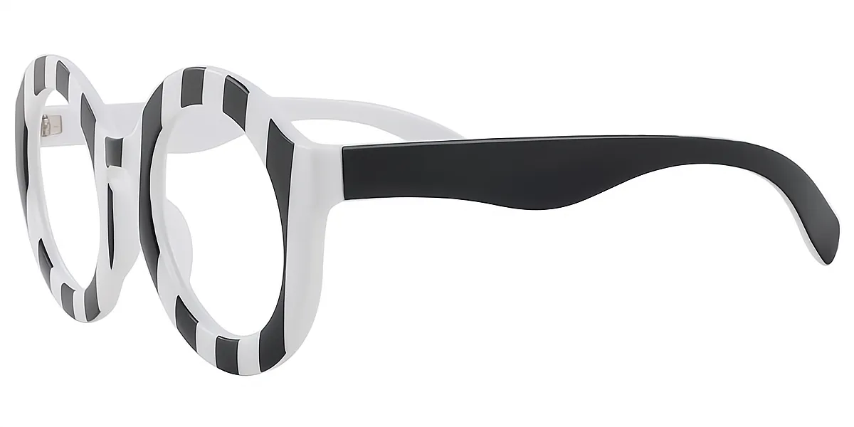 Striped Round Simple Wide Plastic Eyeglasses