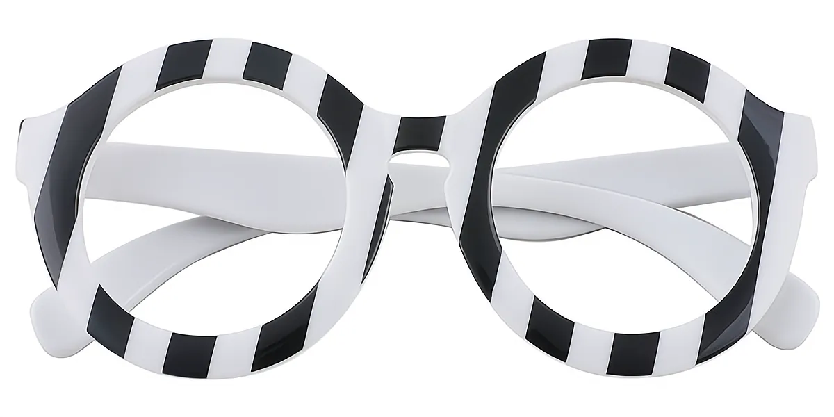 Striped Round Simple Wide Plastic Eyeglasses