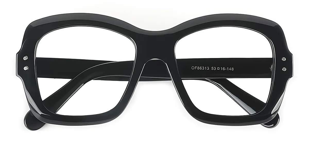 Black Square Simple Plastic Eyeglasses