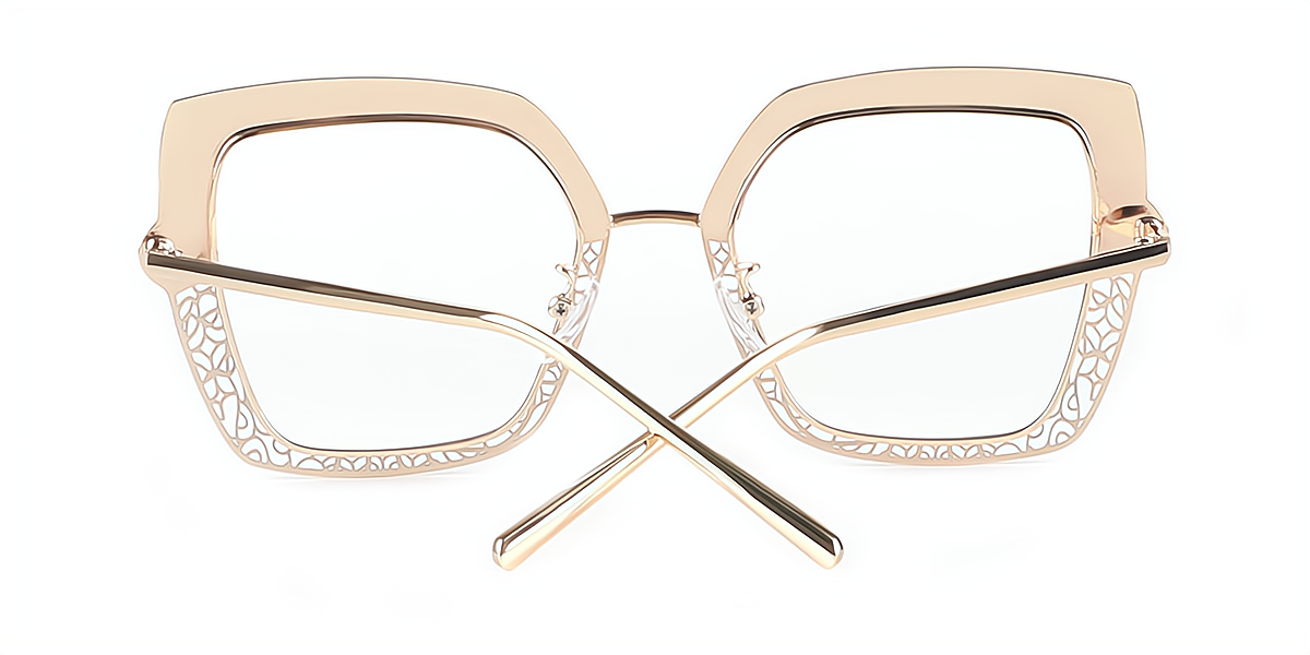 Gray Geometric Sophisticated Metal Eyeglasses