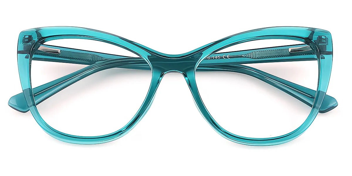 Green Cat Eye Unique Acetate Eyeglasses