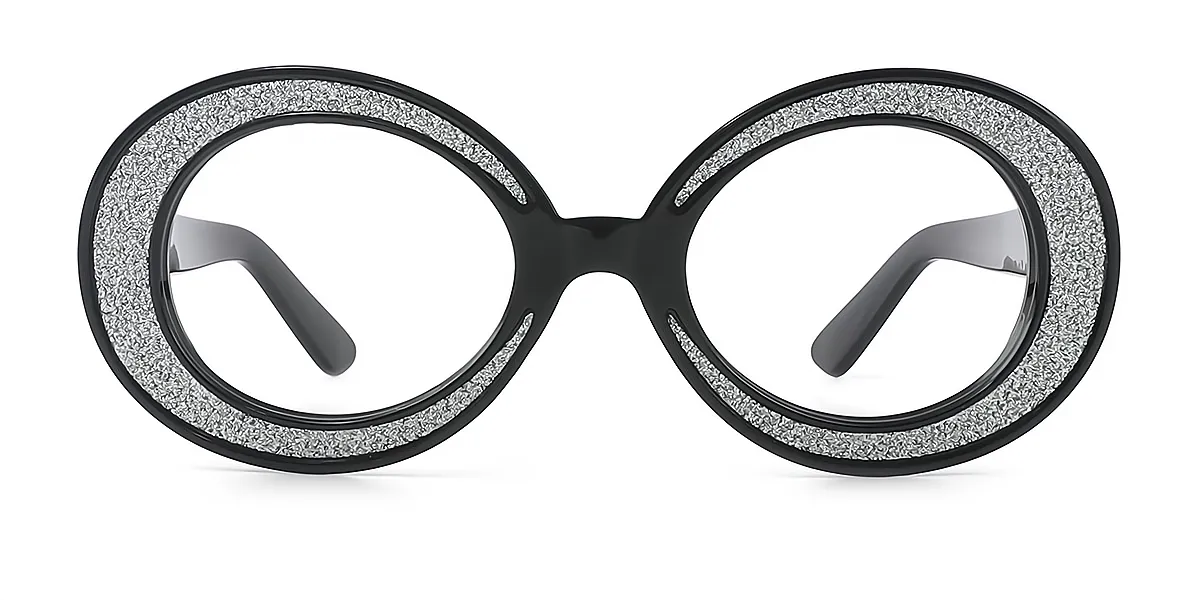 Black Oval Unique Plastic Eyeglasses
