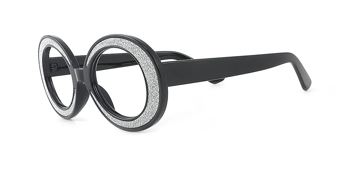 Black Oval Unique Plastic Eyeglasses