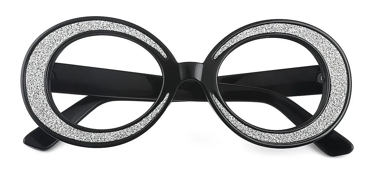 Black Oval Unique Plastic Eyeglasses