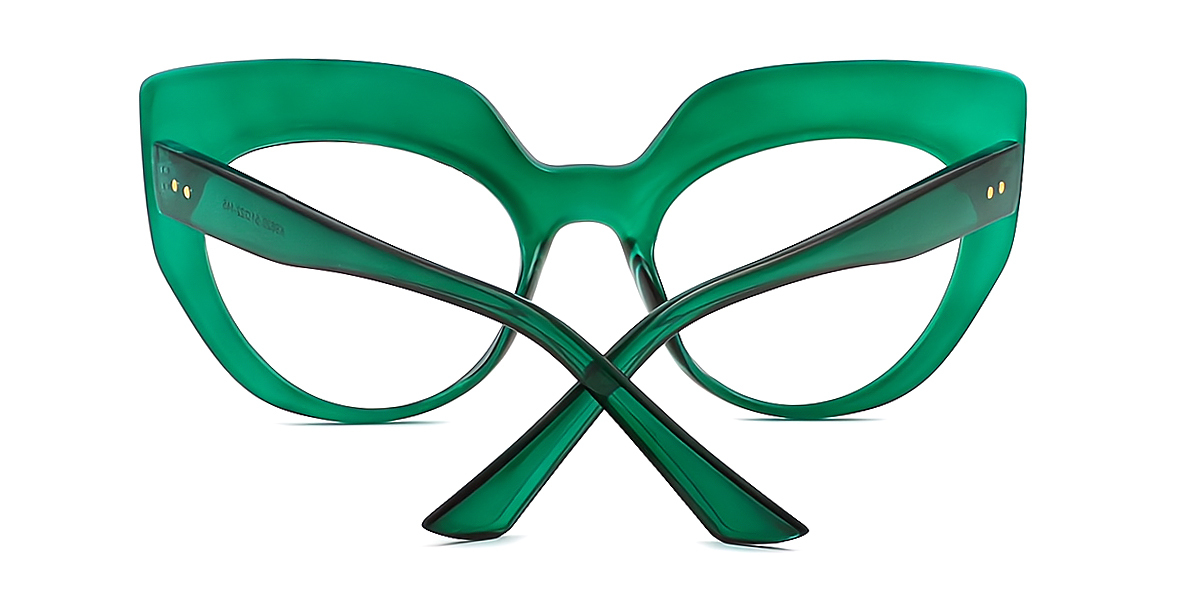 Green Cat Eye Modish Wide Plastic Eyeglasses
