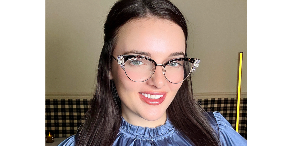 Purple Cat Eye Exquisite Mixed Materials Eyeglasses