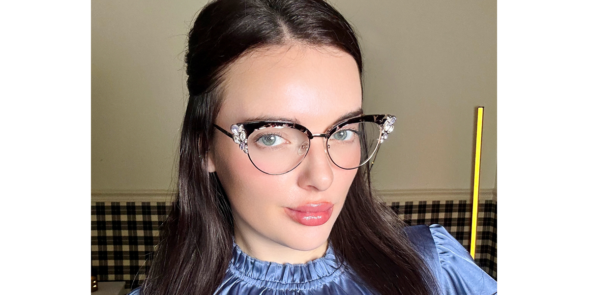 Purple Cat Eye Exquisite Mixed Materials Eyeglasses