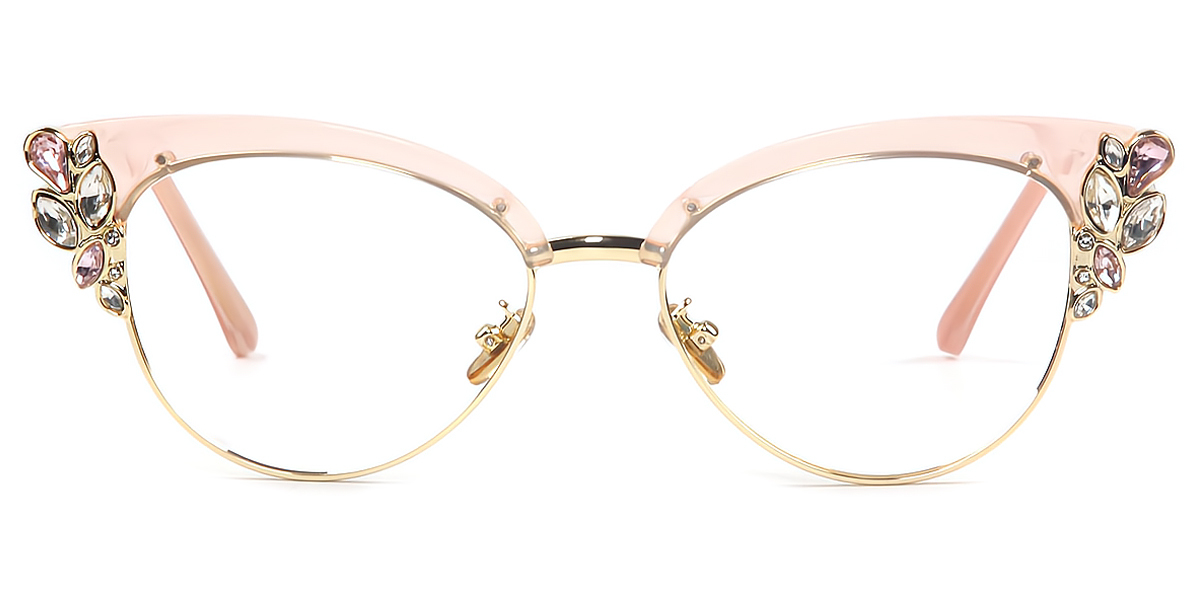 Pink Cat Eye Exquisite Mixed Materials Eyeglasses